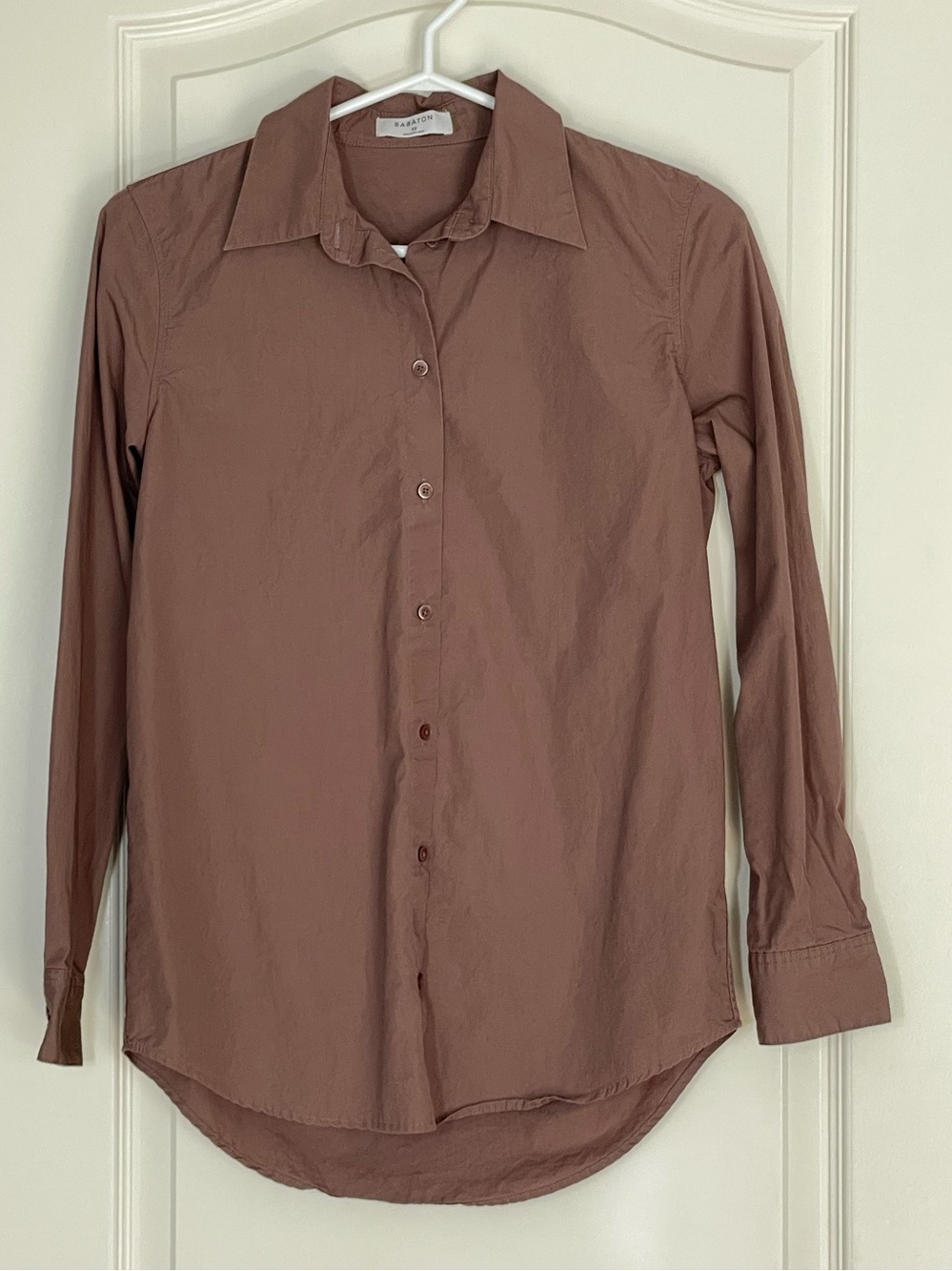 Babaton XS Mauve Brown 100% Cotton Button Down Shirt